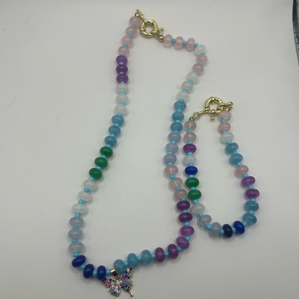 Fashion Jewelry Blue and Purple Gradient Necklace
